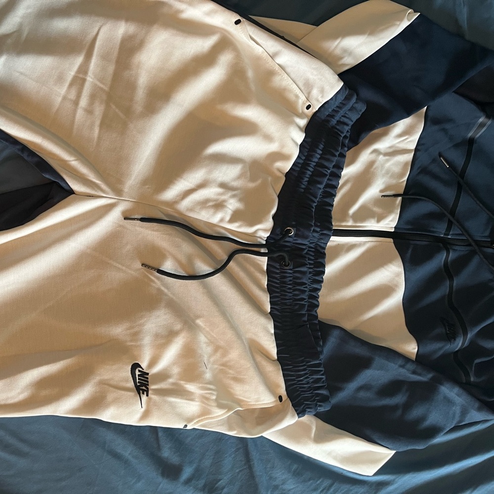 Nike White and Navy Colorblock Jogger Pants